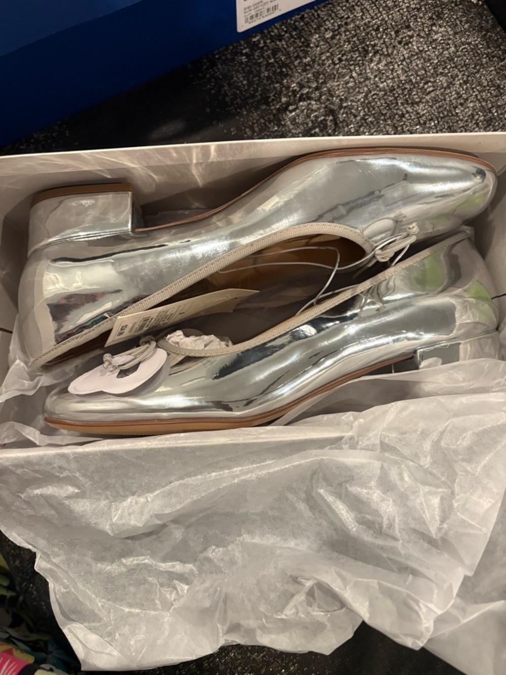 a new day Silver Metallic Ballet Flats with Bow